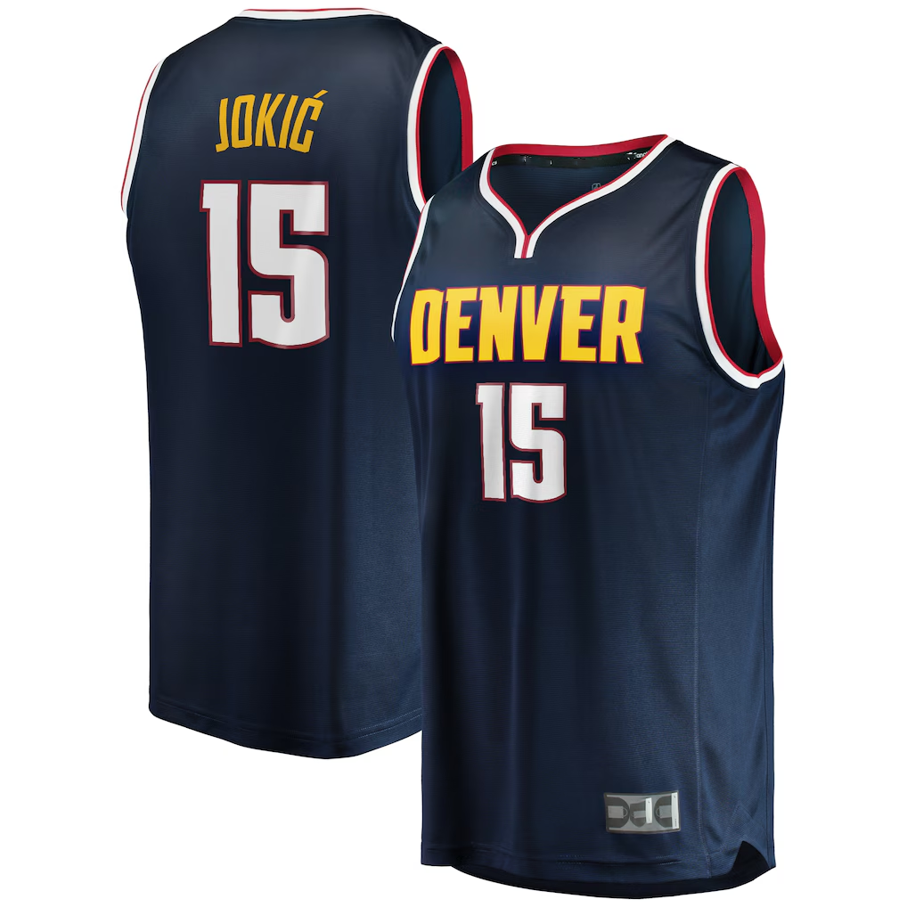 Trusc D.Nuggets #15 Nikola Jokic Navy Fast Break Player Jerseys - Icon Edition
