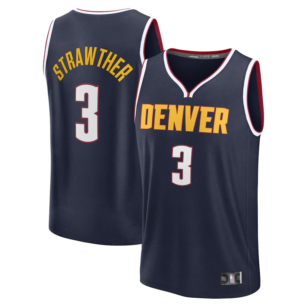 Trusc D.Nuggets #3 Julian Strawther Navy Fast Break Replica Player Jerseys - Icon Edition