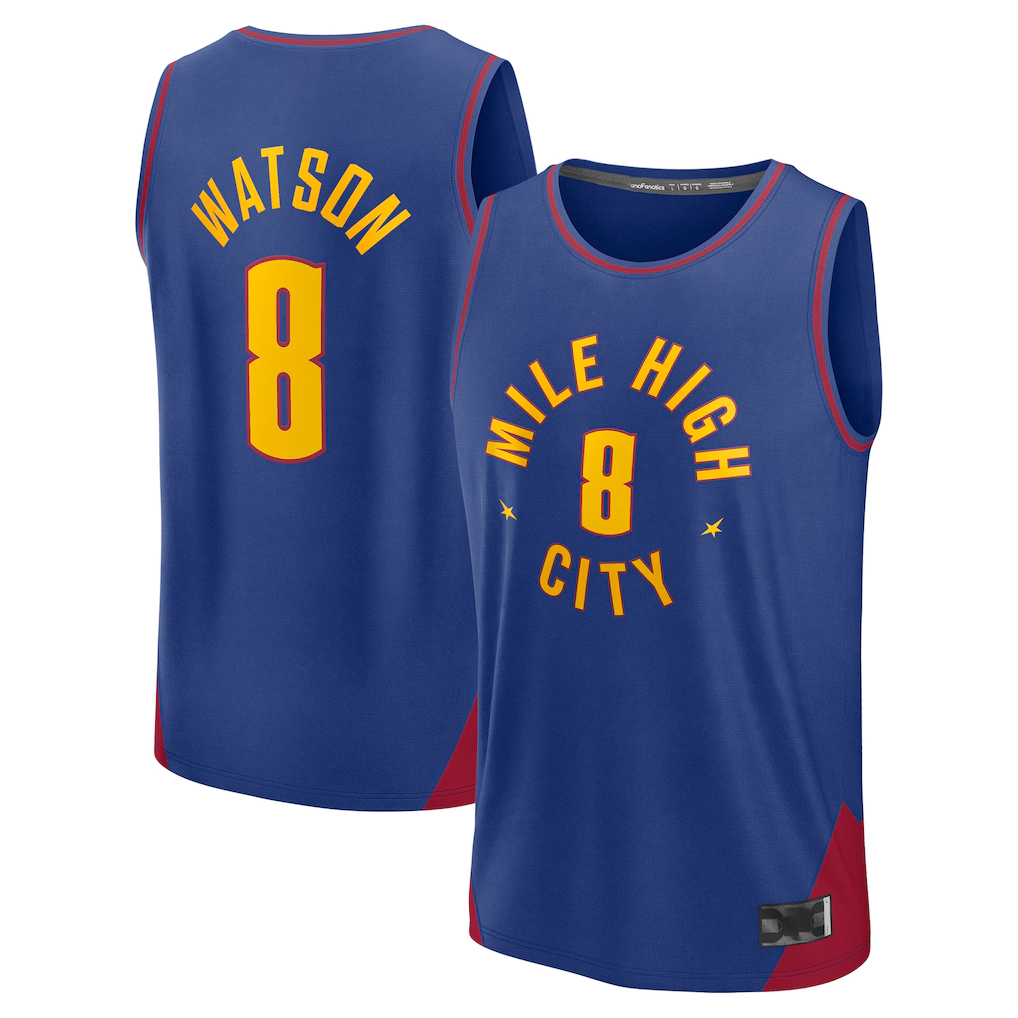 Trusc D.Nuggets #8 Peyton Watson Blue Fast Break Replica Player Jerseys - Statement Edition
