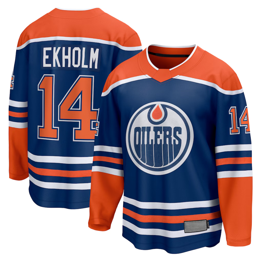 Trusc E.Oilers #14 Mattias Ekholm Royal Home Breakaway Jerseys