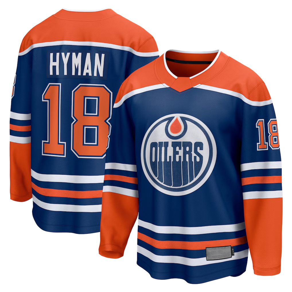 Trusc E.Oilers #18 Zach Hyman Royal Home Breakaway Player Jerseys