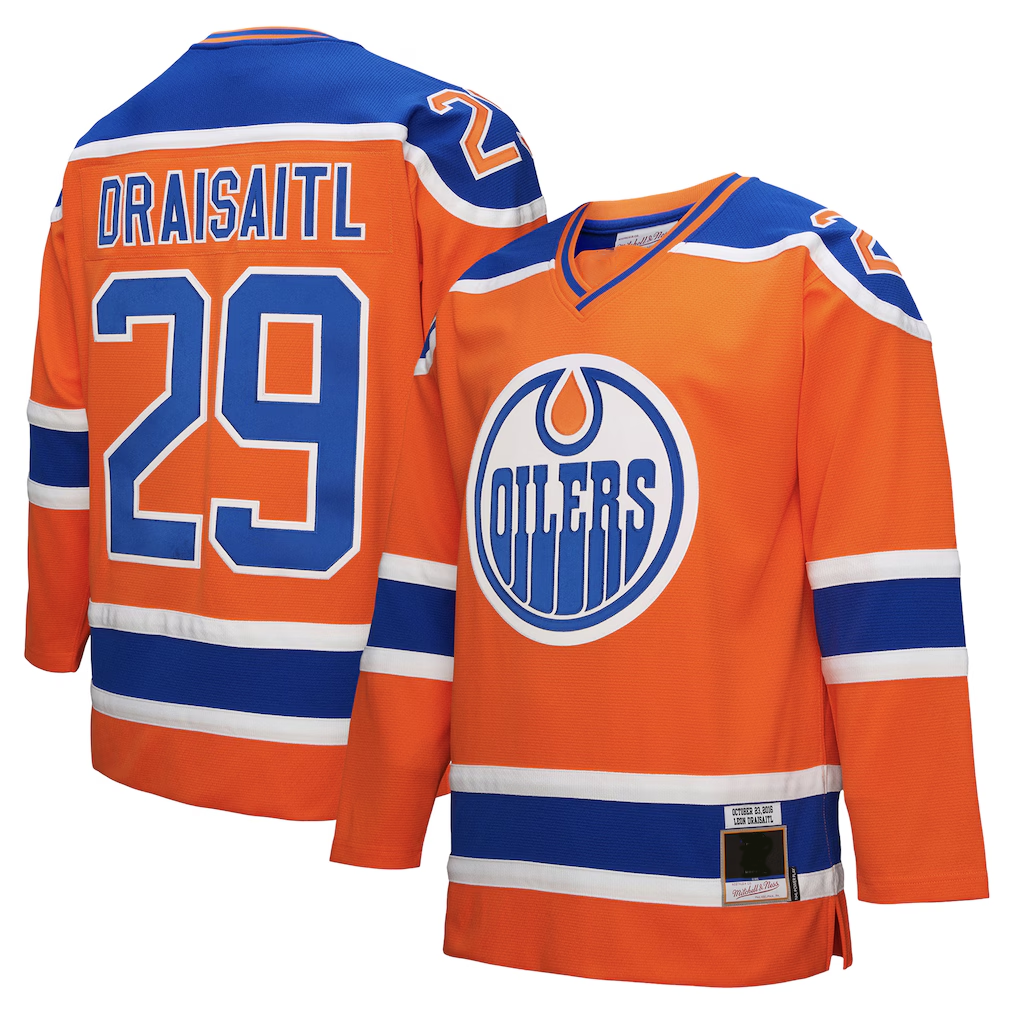 Trusc E.Oilers #29 Leon Draisaitl Mitchell & Ness Orange Power Play Jerseys