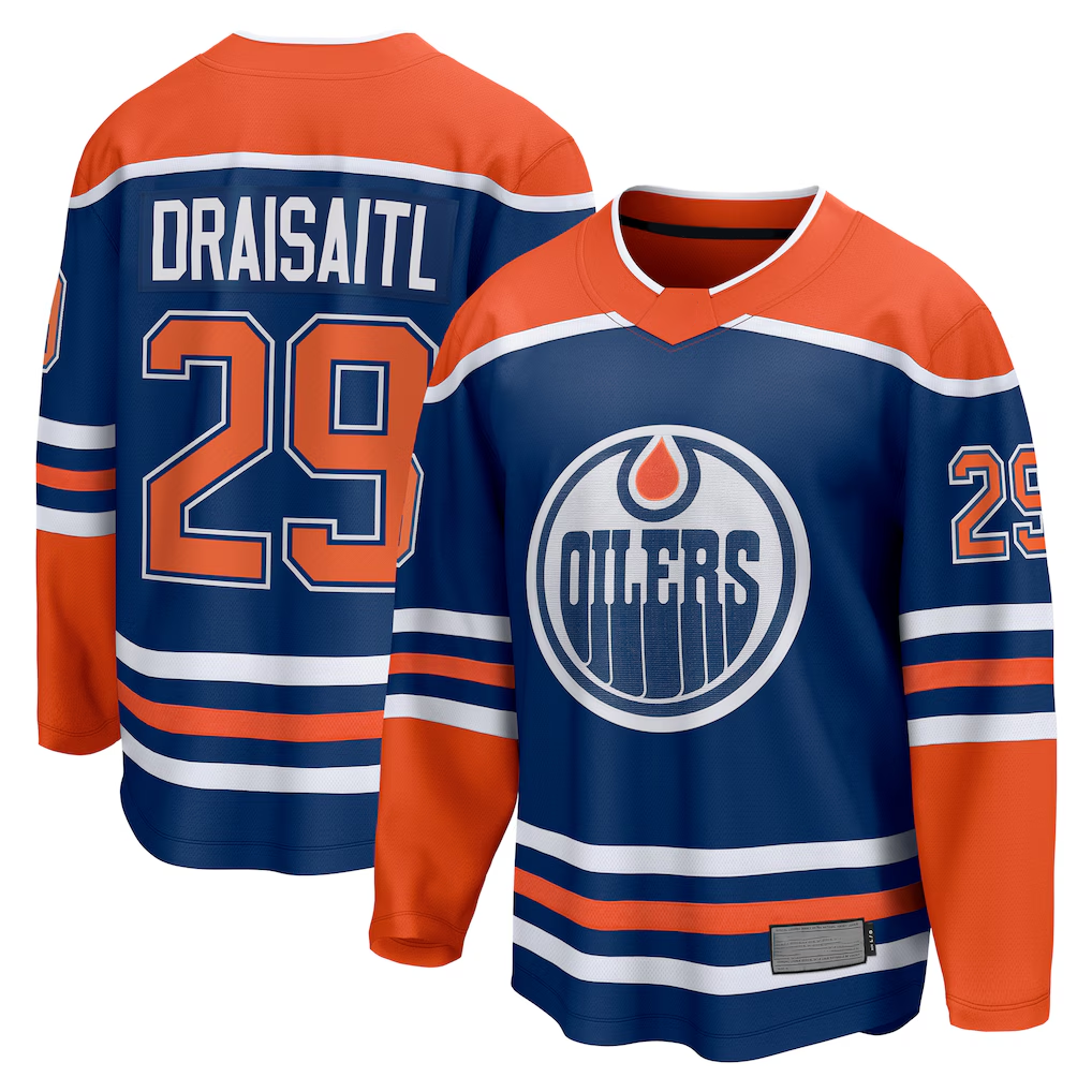 Trusc E.Oilers #29 Leon Draisaitl Royal Home Breakaway Jerseys