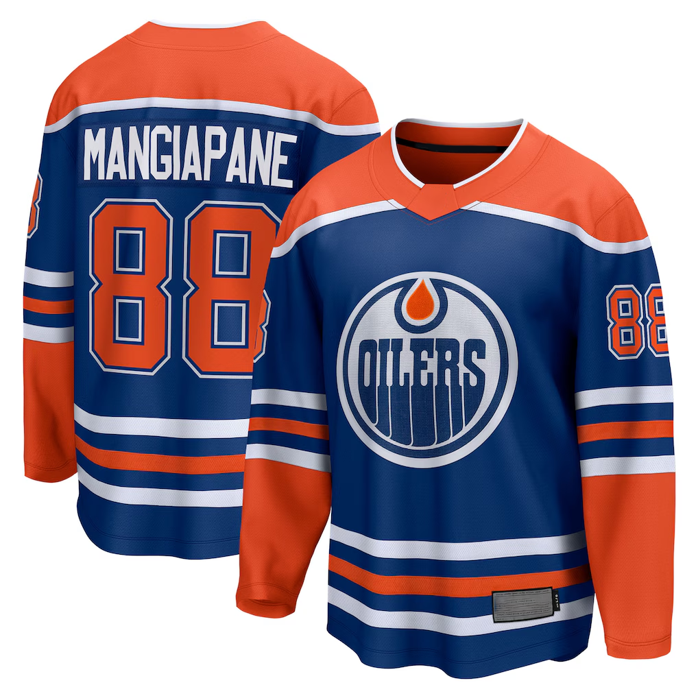 Trusc E.Oilers #88 Andrew Mangiapane Royal Home Breakaway Jerseys