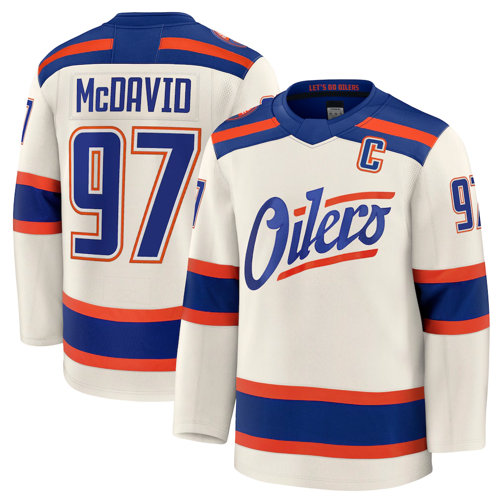 Trusc E.Oilers #97 Connor McDavid Light Beige Alternate Premium Jerseys