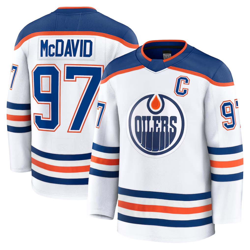 Trusc E.Oilers #97 Connor McDavid White Away Premium Jerseys