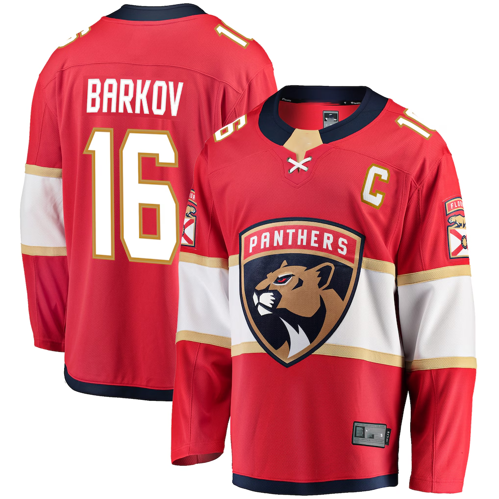 Trusc F.Panthers #16 Aleksander Barkov Red Captain Patch Home Breakaway Jerseys