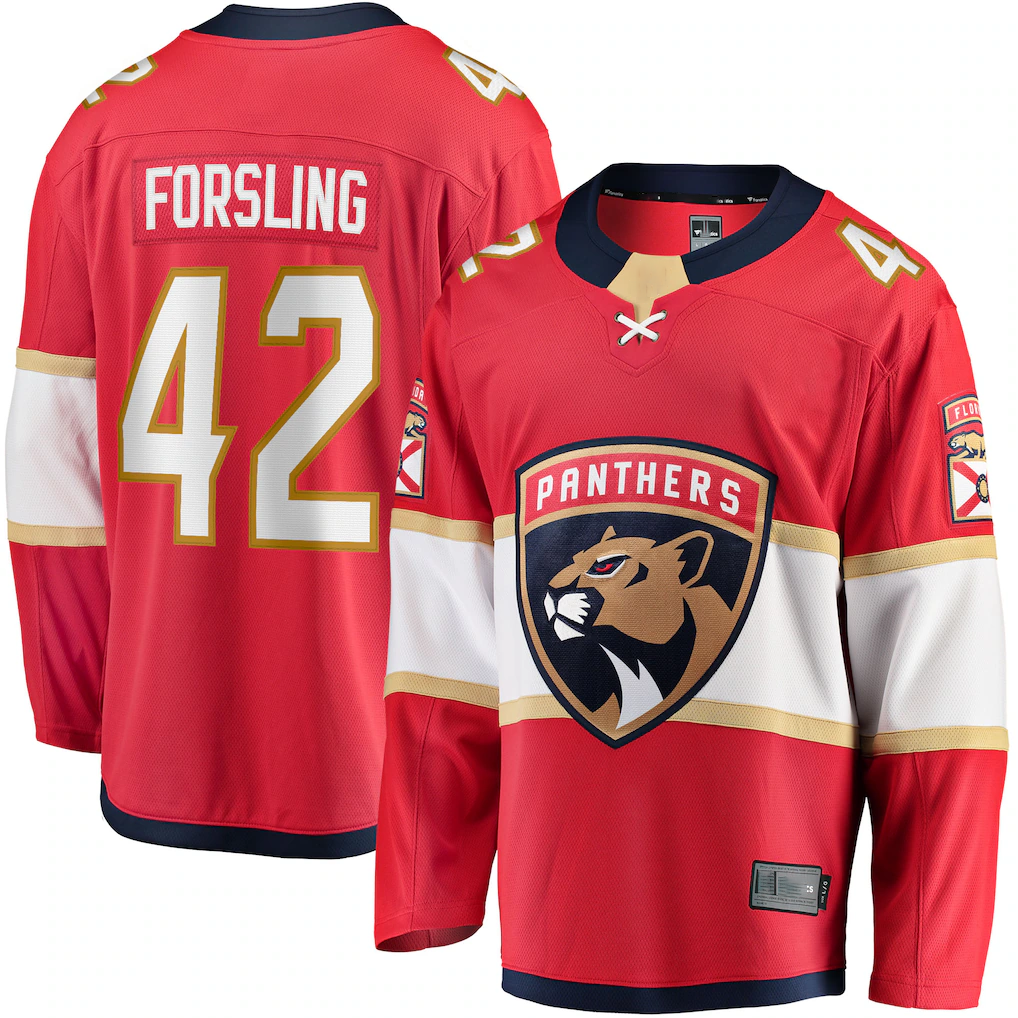 Trusc F.Panthers #42 Gustav Forsling Red Home Breakaway Player Jerseys