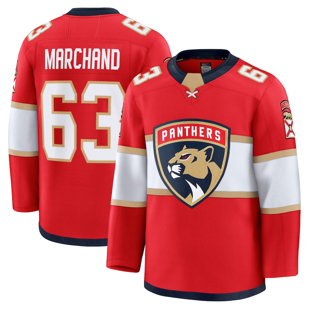 Trusc F.Panthers #63 Brad Marchand Red Home Premium Jerseys