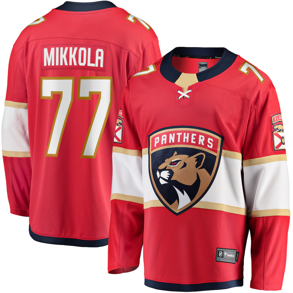 Trusc F.Panthers #77 Niko Mikkola Red Premier Breakaway Player Jerseys