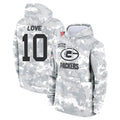 Trusc GB.Packers #10 Jordan Love Player Arctic Camo Salute To Service Hoodies Game Stitched Jerseys