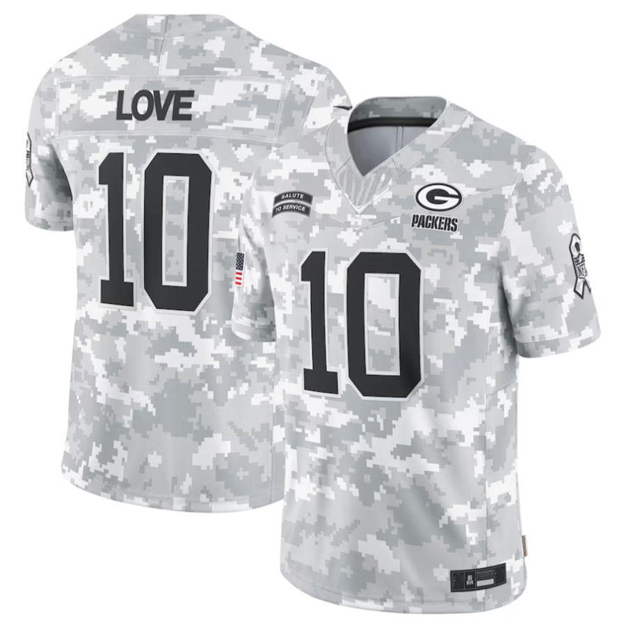 Trusc GB.Packers #10 Jordan Love Player Arctic Camo Salute to Service Limited Stitched Jerseys