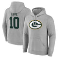 Trusc GB.Packers #10 Jordan Love Player Gray Pullover Hoodie Game Stitched Jerseys