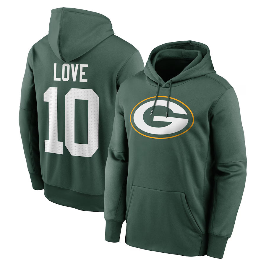 Trusc GB.Packers #10 Jordan Love Player Green Therma Hoodie Game Stitched Jerseys