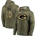 Trusc GB.Packers #10 Jordan Love Player Olive Salute to Service Pullover Hoodie Game Stitched Jerseys