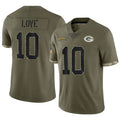 Trusc GB.Packers #10 Jordan Love Player Salute To Service Olive Stitched Jerseys
