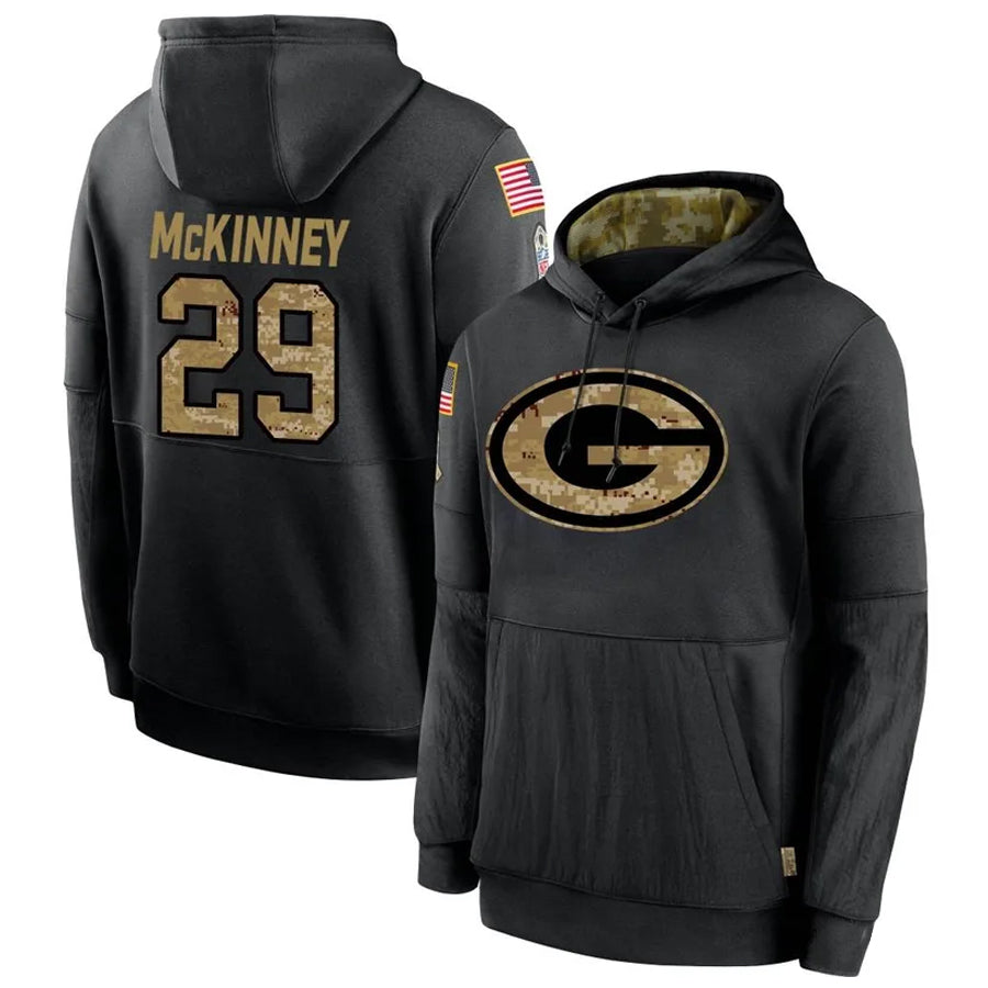 Trusc GB.Packers #29 Xavier McKinney Player Black Salute To Service Hoodies Game Stitched Jerseys