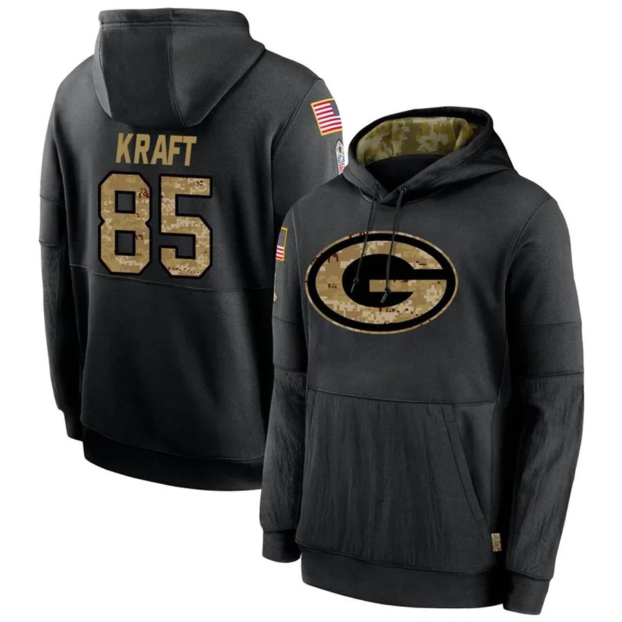 Trusc GB.Packers #85 Tucker Kraft Player Black Salute To Service Hoodies Game Stitched Jerseys