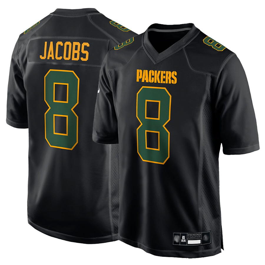 Trusc GB.Packers #8 Josh Jacobs Player Black Fashion Game Stitched Jerseys
