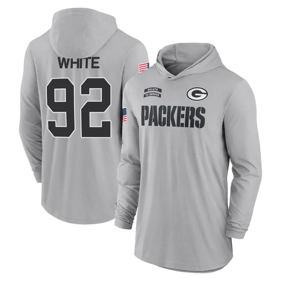 Trusc GB.Packers #92 Reggie White Player Gray Hoodies Game Stitched Jerseys