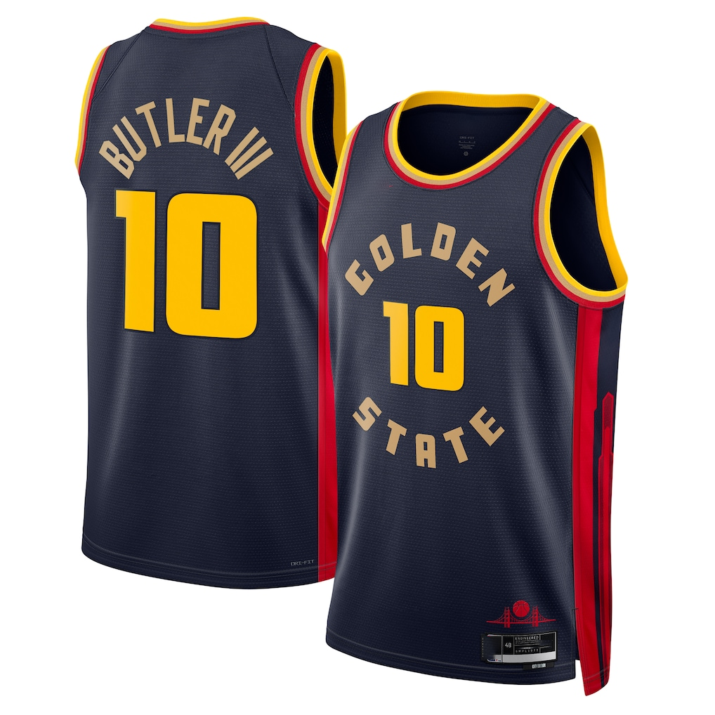 Trusc G.State Warriors #10 Jimmy Butler III Navy Swingman Jerseys - City Edition