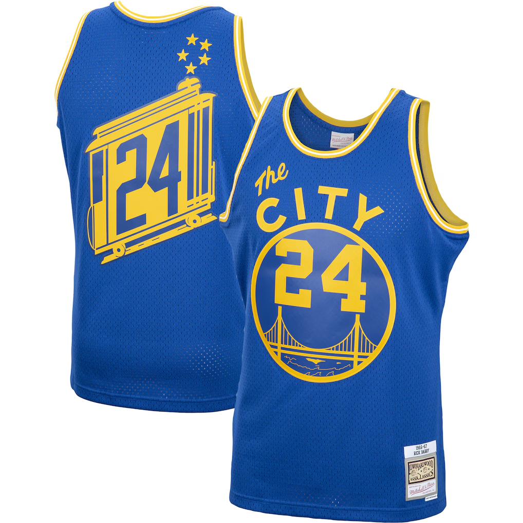 Trusc G.State Warriors #24 Rick Barry Mitchell & Ness Royal 1966-67 Hardwood Classics Swingman Jerseys