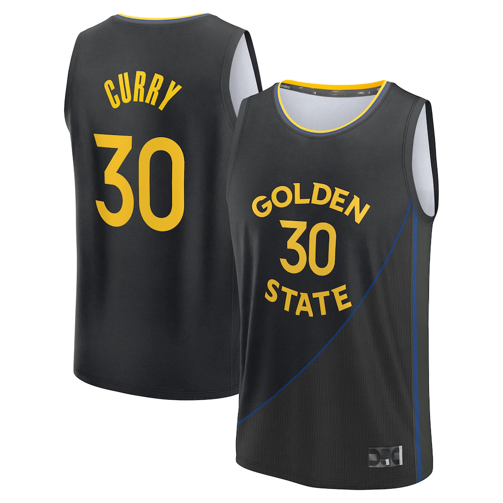 Trusc G.State Warriors #30 Stephen Curry Black Fast Break Replica Player Jerseys - Statement Edition