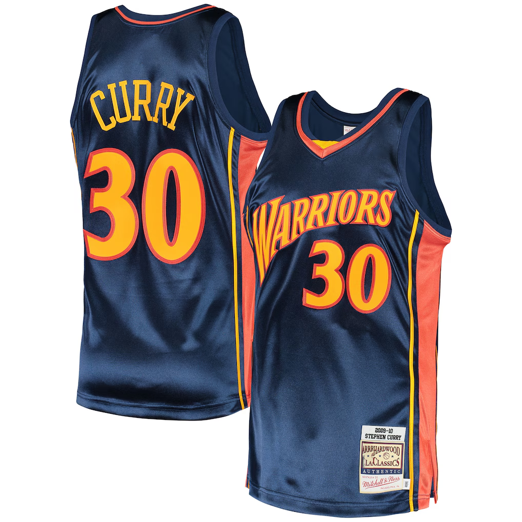 Trusc G.State Warriors #30 Stephen Curry Mitchell & Ness Navy 2009-10 Hardwood Classics Authentic Jerseys
