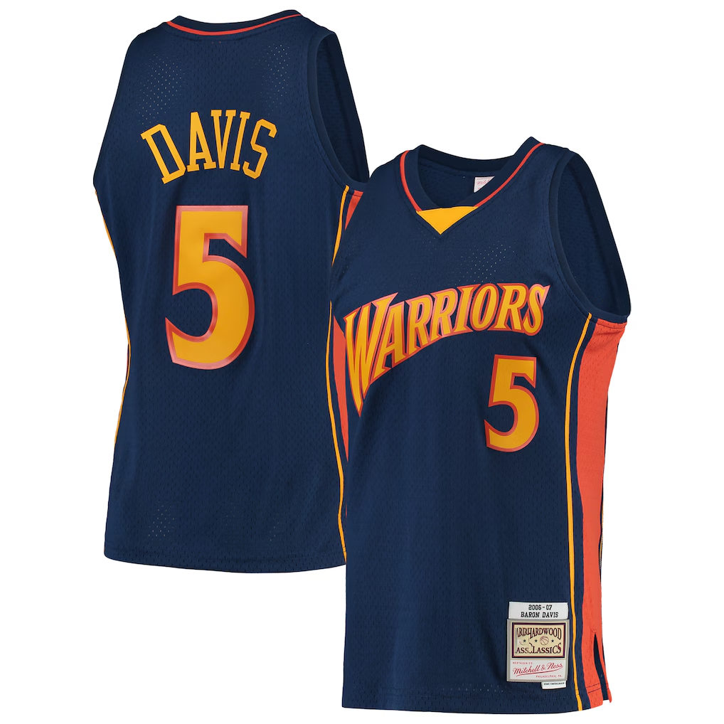 Trusc G.State Warriors #5 Baron Davis Mitchell & Ness Navy 200607 Hardwood Classics Swingman Jerseys