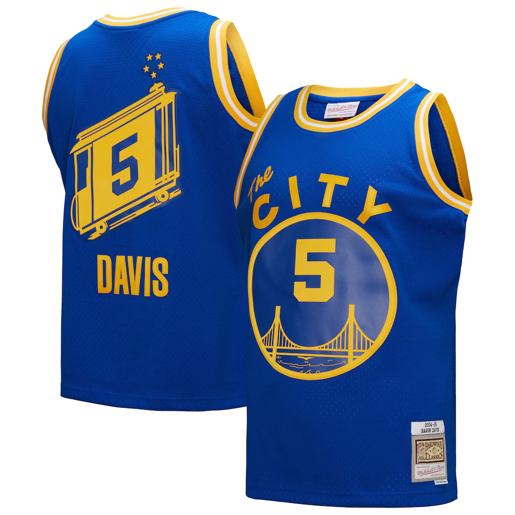 Trusc G.State Warriors #5 Baron Davis Mitchell & Ness Royal Hardwood Classics 200405 Swingman Jerseys