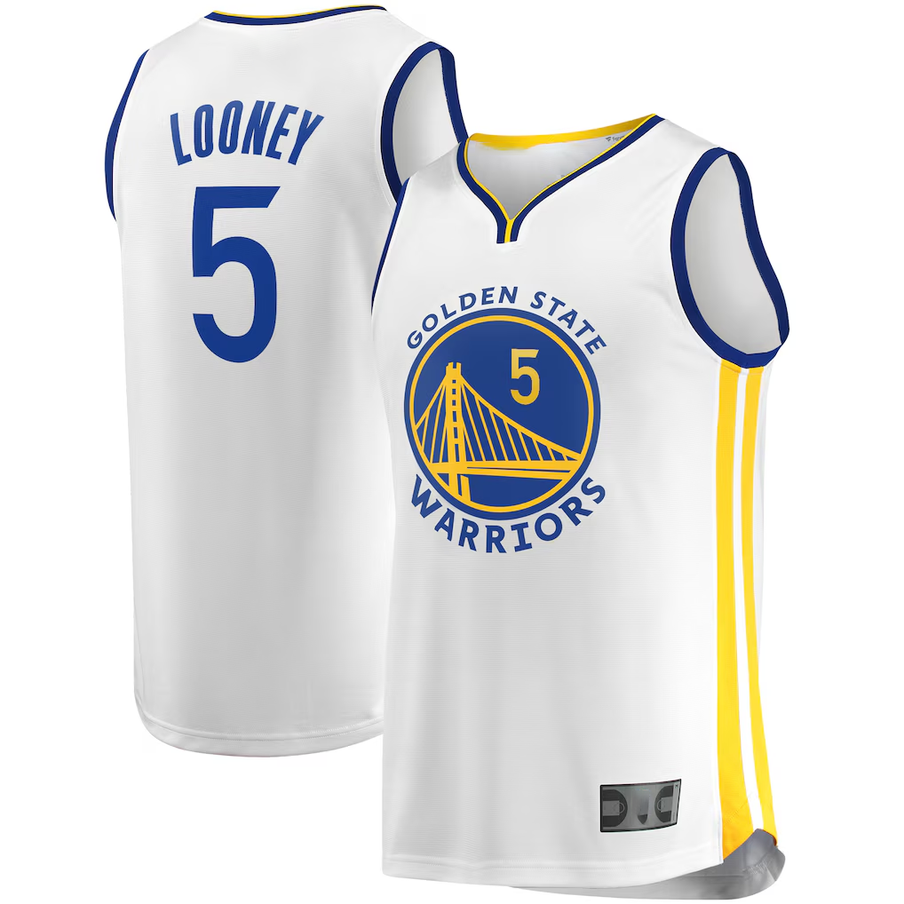Trusc G.State Warriors #5 Kevon Looney White Fast Break Player Replica Jerseys - Association Edition