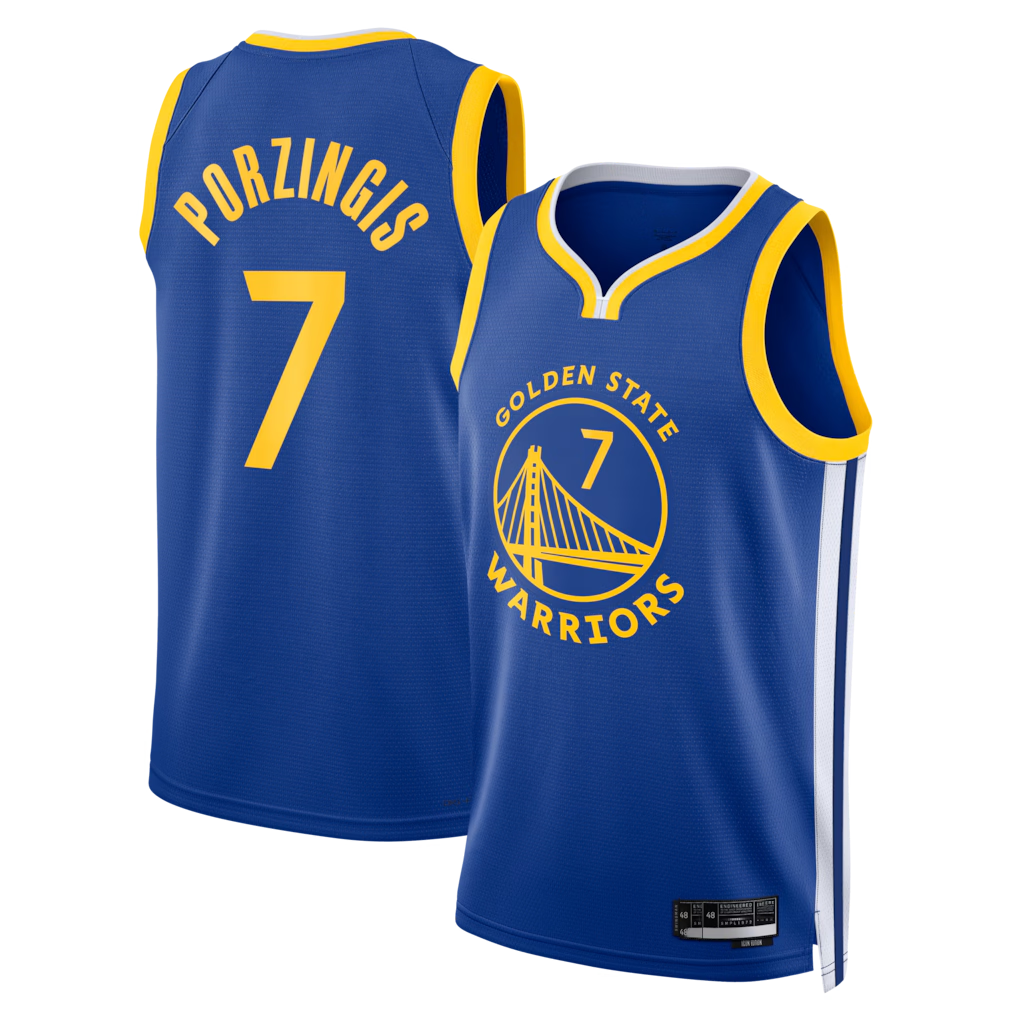 Trusc G.State Warriors #7 Kristaps Porzi??is Royal Swingman Jerseys - Icon Edition