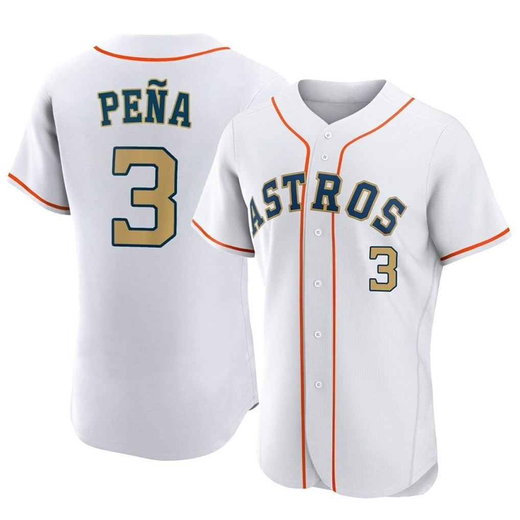 Trusc H.Astros #3 Jeremy Pe?a Player Gold Collection Limited Elite Home Stitched Jerseys