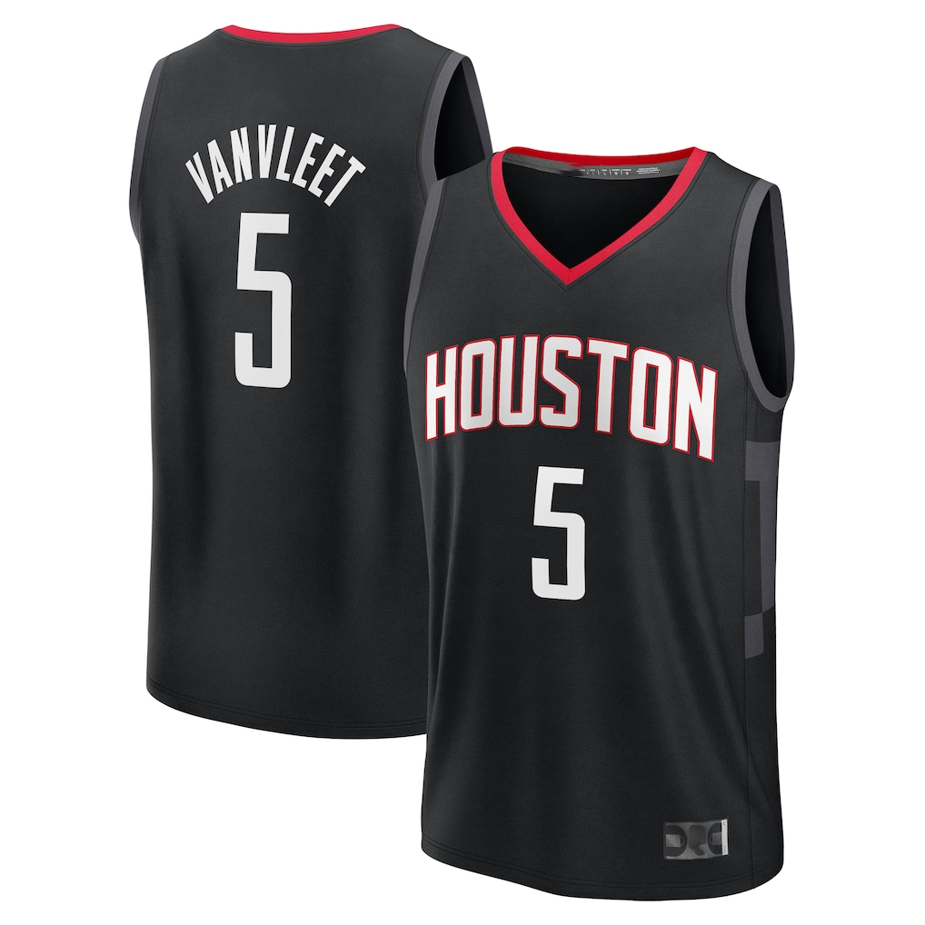 Trusc H.Rockets #5 Fred VanVleet Black Fast Break Replica Player Stitched Jerseys-Statement Edition