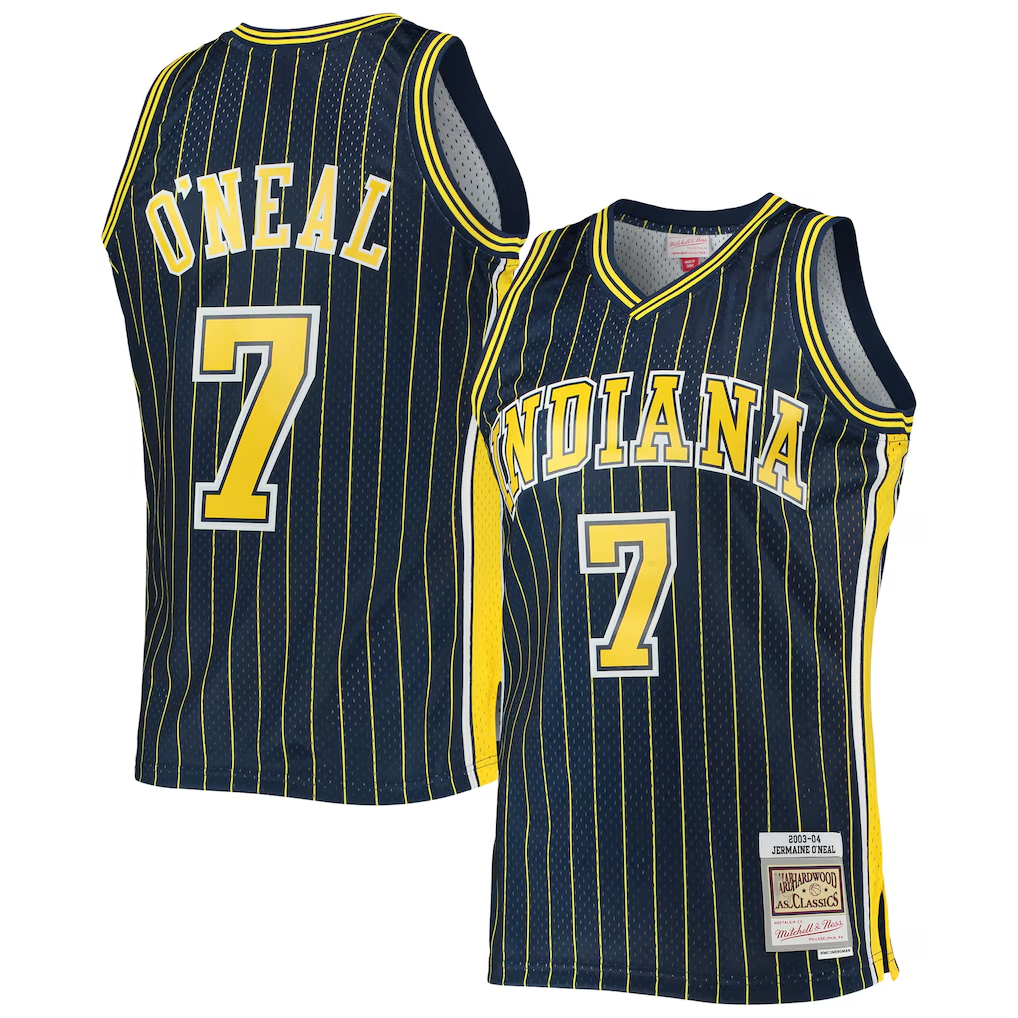 Trusc I.Pacers #7 Jermaine O'Neal Mitchell & Ness Navy 200304 Hardwood Classics Swingman Jerseys
