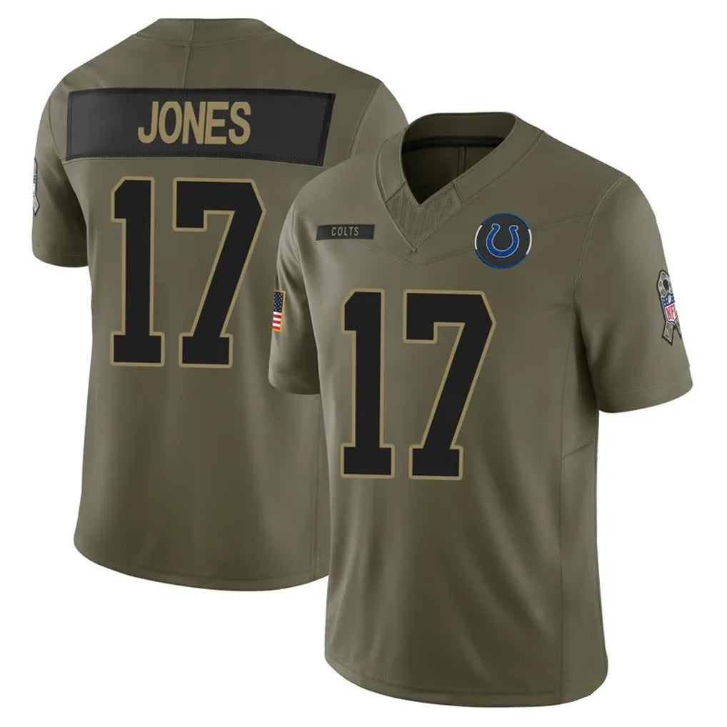 Trusc IN.Colts #17 Daniel Jones Player Salute to Service Limited Olive Stitched Jerseys