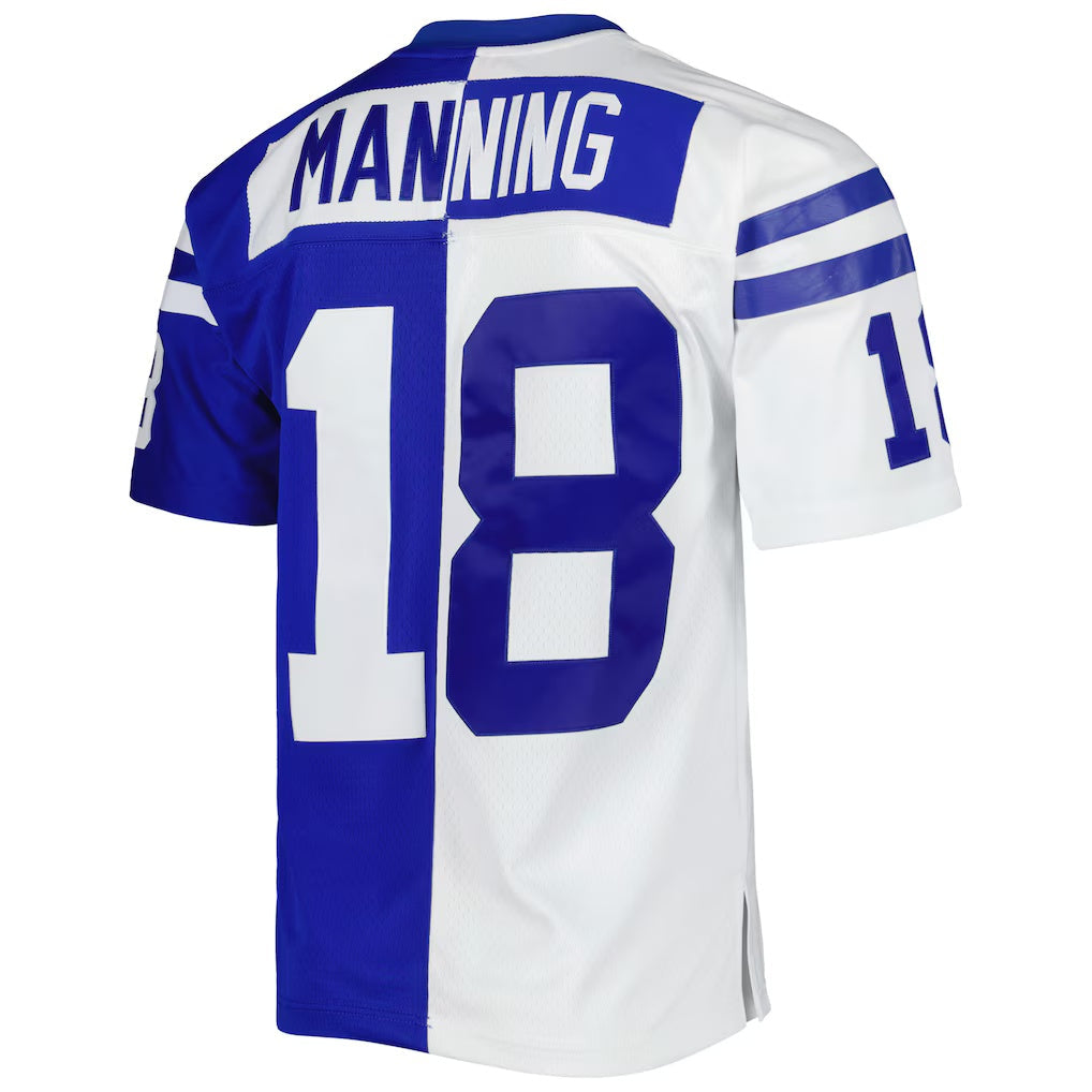 Trusc IN.Colts #18 Peyton Manning Mitchell & Ness Royal-White Split Legacy Replica Stitched Jerseys