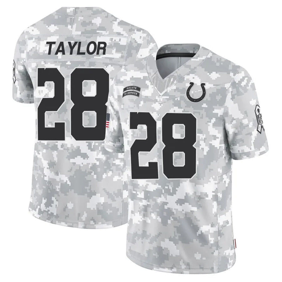 Trusc IN.Colts #28 Jonathan Taylor Player Arctic Camo Salute to Service Limited Stitched Jerseys