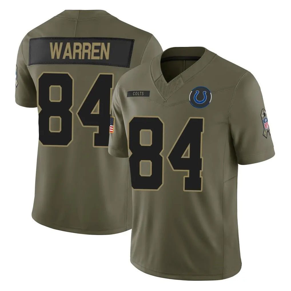 Trusc IN.Colts #84 Tyler Warren Player Salute To Service Limited Olive Stitched Jersey