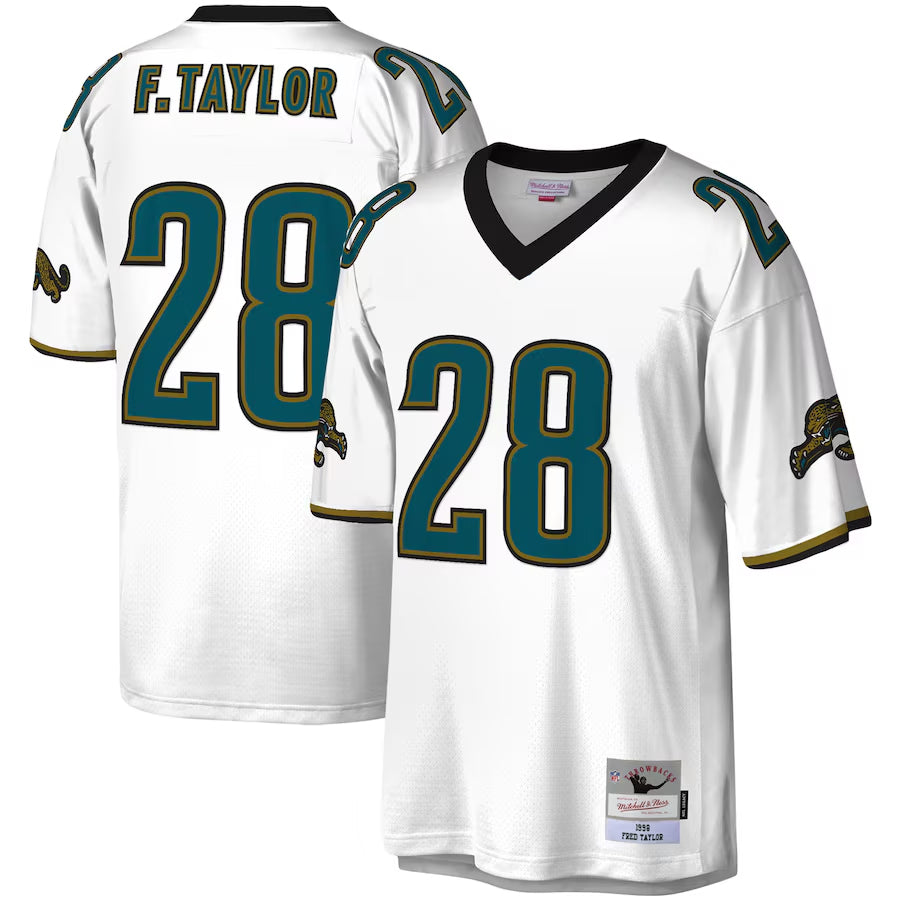 Trusc J.Jaguars #28 Fred Taylor Player Mitchell & Ness White Legacy Replica Stitched Jerseys
