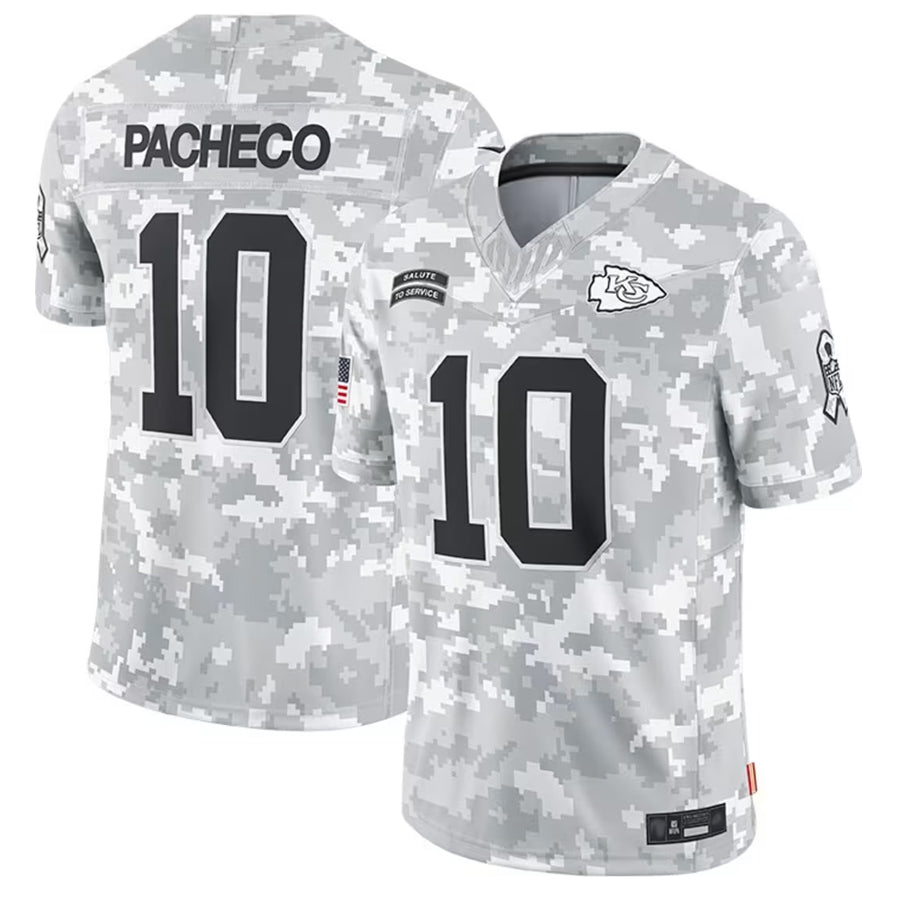 Trusc KC.Chiefs #10 Isiah Pacheco Player Arctic Camo Salute to Service Limited Stitched Jerseys