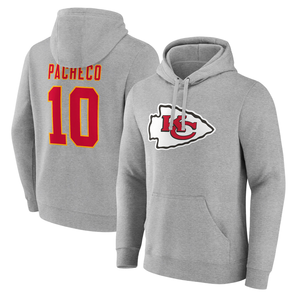 Trusc KC.Chiefs #10 Isiah Pacheco Player Gray Pullover Hoodies Stitched Jerseys