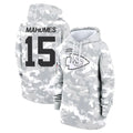 Trusc KC.Chiefs #15 Patrick Mahomes Player Arctic Camo Salute to Service Hoodies Stitched Jerseys