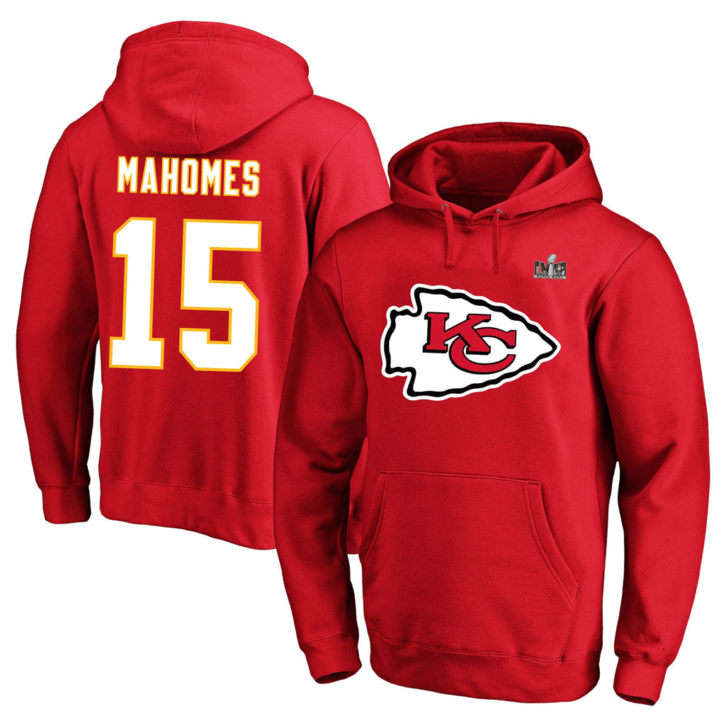 Trusc KC.Chiefs #15 Patrick Mahomes Player Red Pullover Hoodies Stitched Jerseys