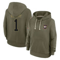 Trusc KC.Chiefs #1 Xavier Worthy Player Olive Salute to Service Hoodies Stitched Jerseys