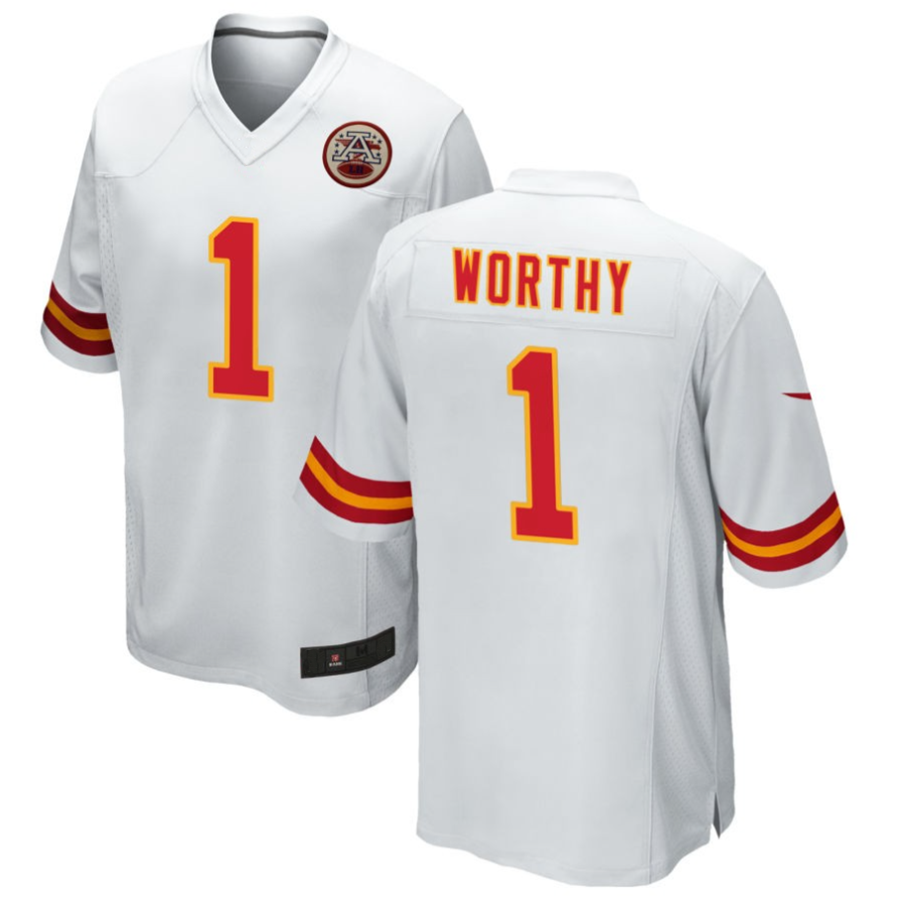 Trusc KC.Chiefs #1 Xavier Worthy Player White Home Game Stitched Jerseys