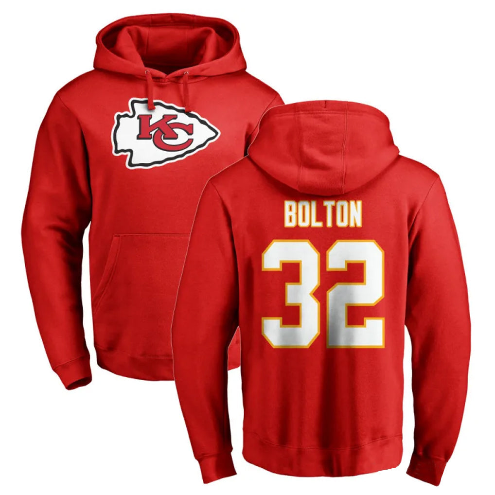 Trusc KC.Chiefs #32 Nick Bolton Player Red Pullover Hoodies Stitched Jerseys
