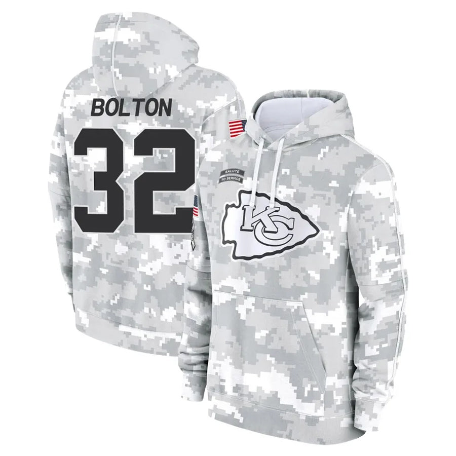 Trusc KC.Chiefs #32 Nick Bolton Player Salute to Service Hoodies Stitched Jerseys