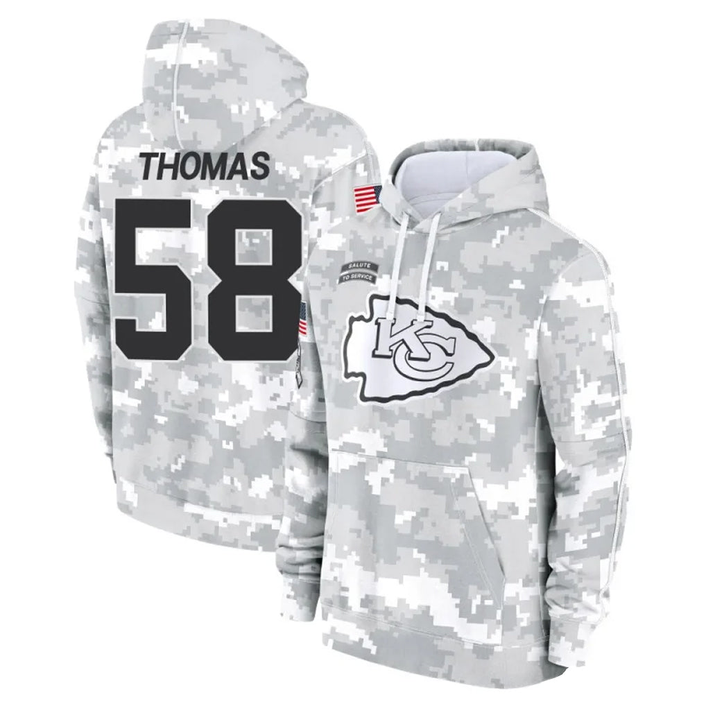 Trusc KC.Chiefs #58 Derrick Thomas Player Arctic Camo Salute to Service Hoodies Stitched Jerseys