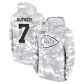 Trusc KC.Chiefs #7 Harrison Butker Player Arctic Camo Salute to Service Hoodies Stitched Jerseys